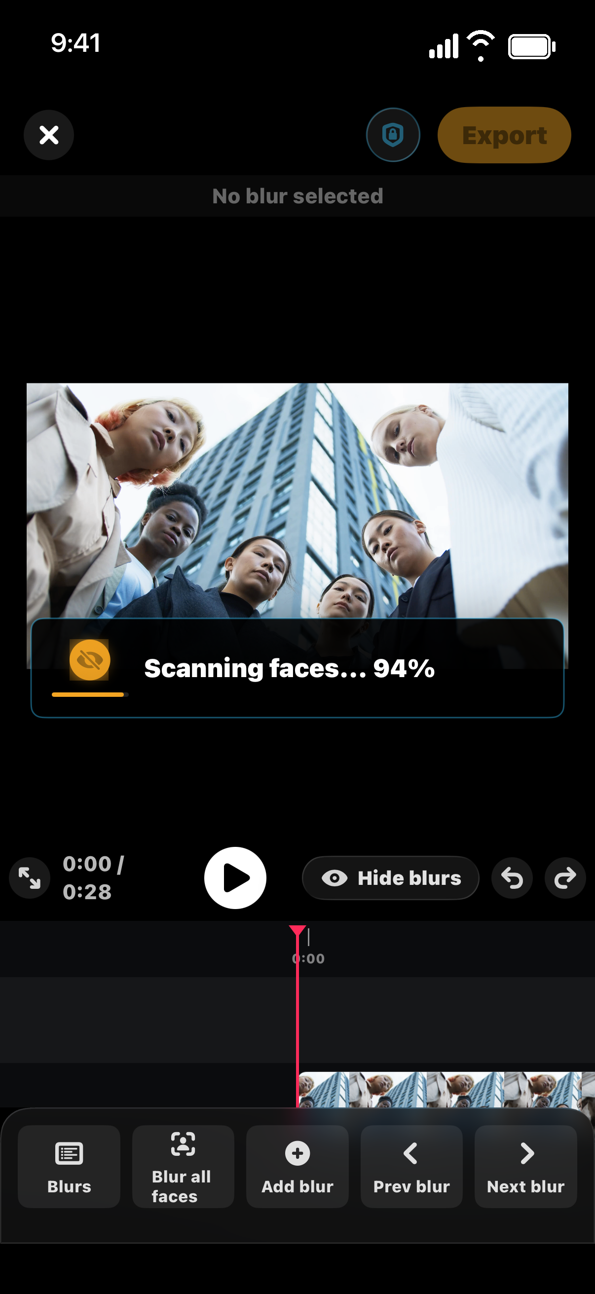 Original footage in BleepFace with faces visible